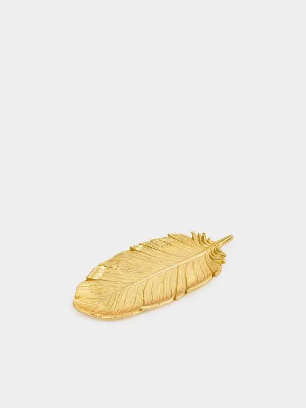 Сәндік ыдыс, 25х11 см, полирезин, алтын, Қауырсын, Feather, image-0