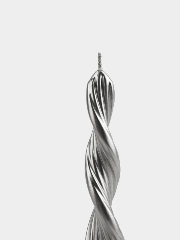 Шам, 2 дана, 20 см, жіңішке, күміс, Шиыршық, Spiral shape, image-1