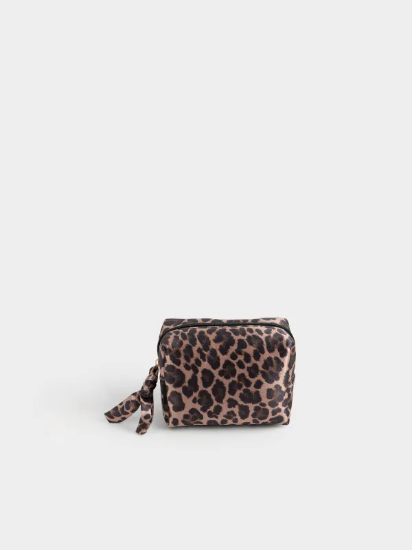 Косметикалық сөмке, 18х13 см, атлас, қара және қоңыр, Леопард, Leopard, image-5