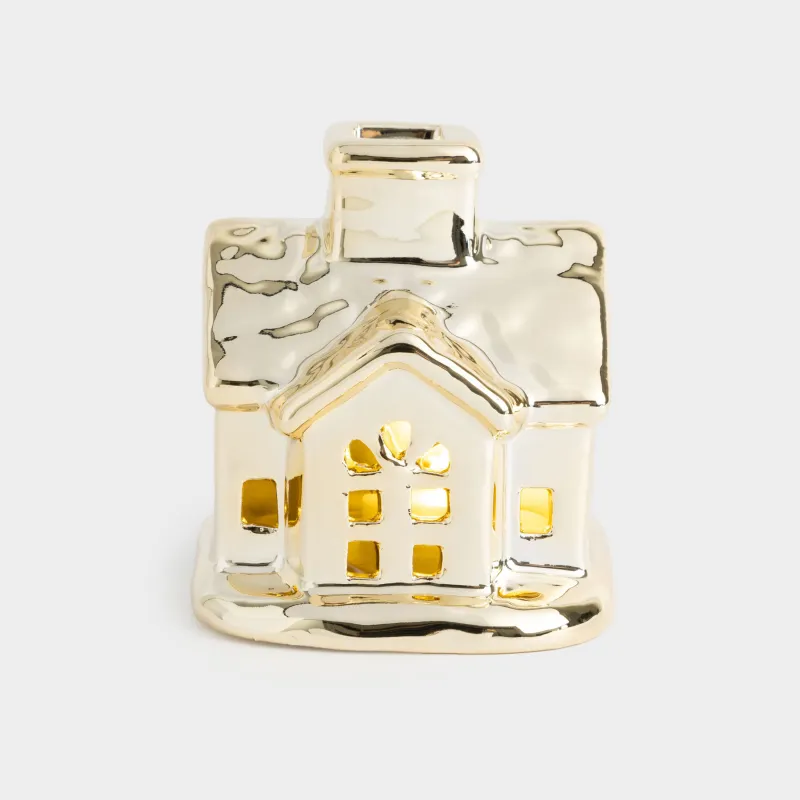 Мүсінше, жарықтандырылған, 7 см, фарфор P, алтын, Үй, House shape