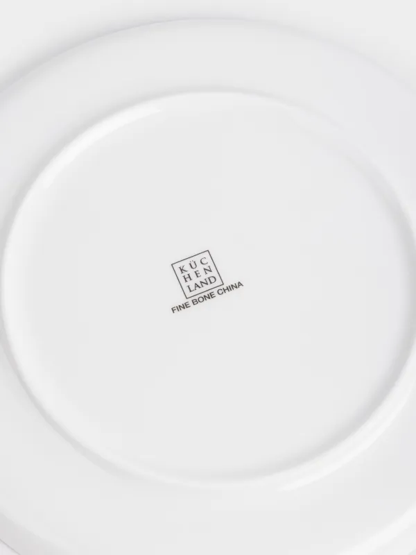 Ас сервизі, 4 адам, 12 зат, фарфор F, ақ, күміс жиегі бар, Ideal silver, image-5