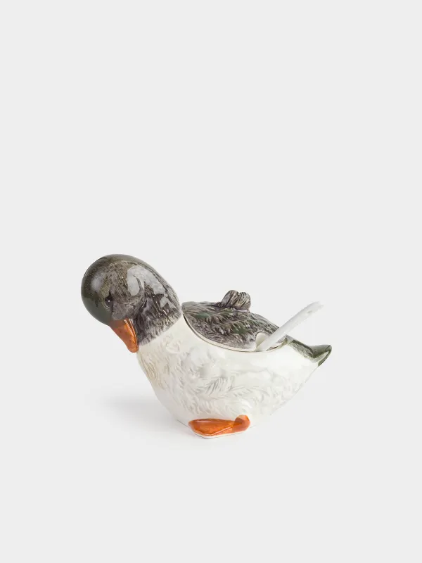 Қант ыдысы, 10 см, 220 мл, қасықпен, керамика, Үйрек, Duck, image-0