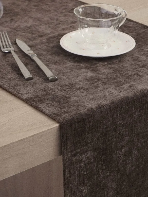 Дорожка настольная, 40х160 см, вельвет, коричневая, Velvet, image-6