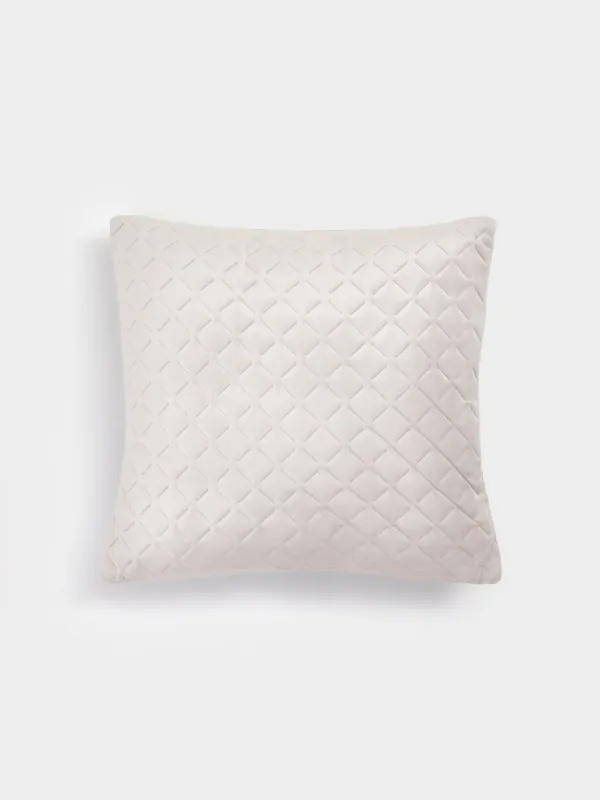 Подушка декоративная, 45х45 см, стеганая, вельвет, бежевая, Ромбы, Sewing, image-0