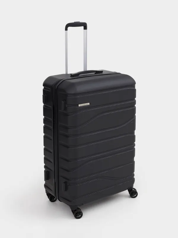 Чемодан L, 52х29х77 см, 4,2 кг, құлпы бар, пластик, қара, Travel comfort, image-0