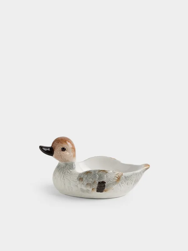Терең ыдыс, 23х16х12 см, керамика, ақ және қоңыр, Үйрек, Duck, image-1