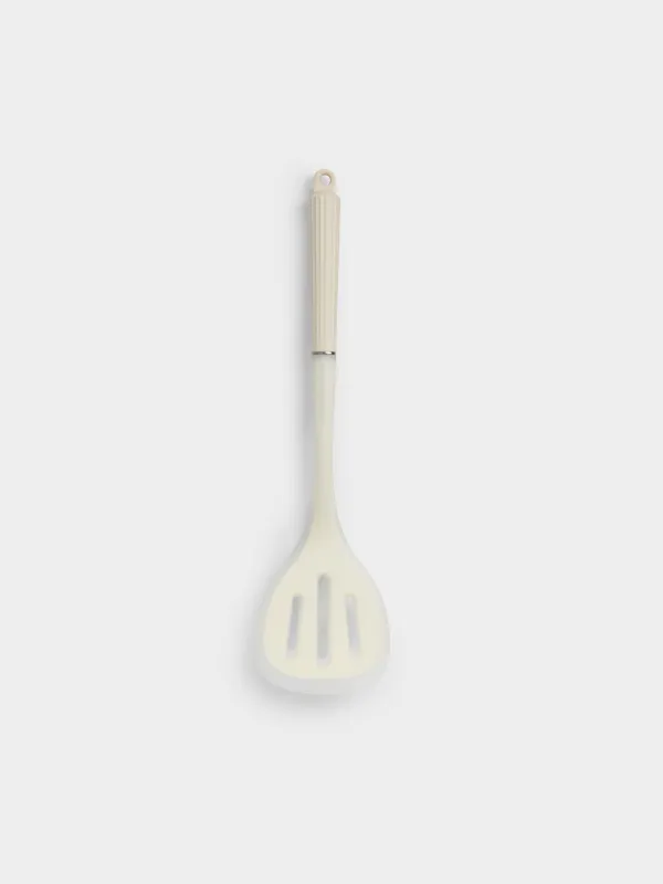 Қалақ, 35 см, саңылаулары бар, силикон/нейлон, сүт түстес, Milk kitchen, image-0