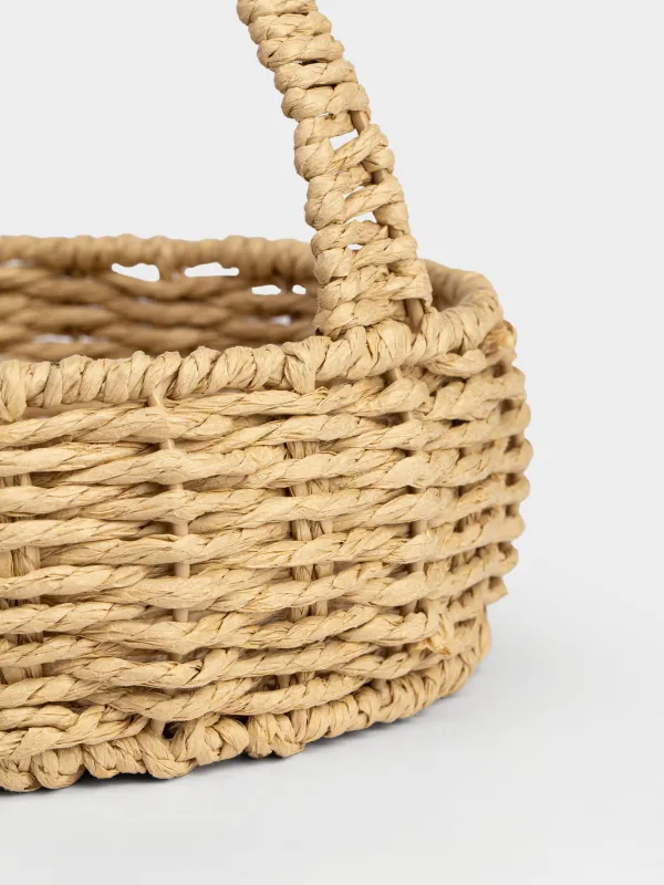 Сақтау себеті, 17х21 см, өрілген, сабы бар, целлюлоза, сопақ, Braided, image-3