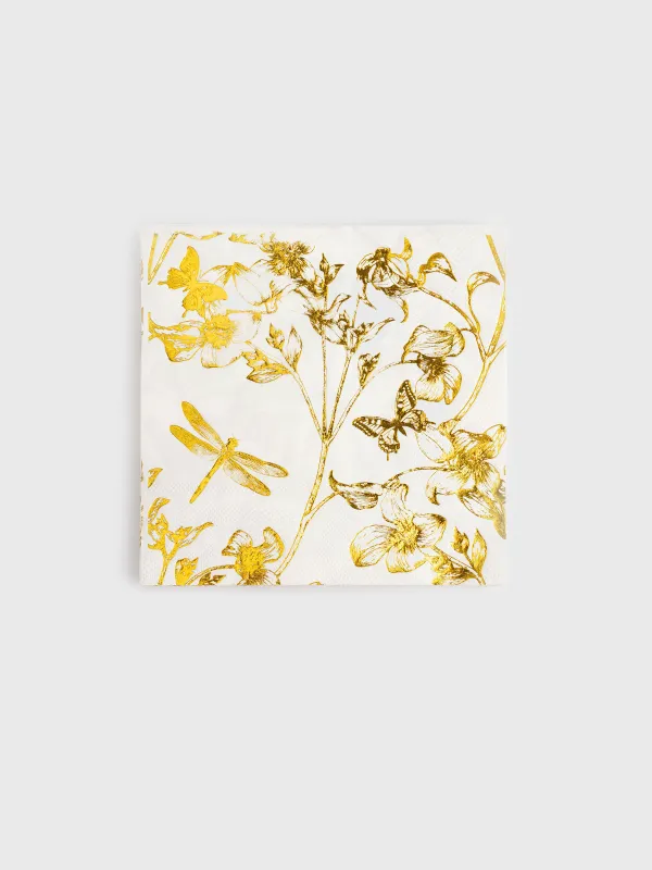 Қағаз майлықтар, 33х33 см, 20 дана, шаршы, ақ, Гүлдер, Flower garden, image-0
