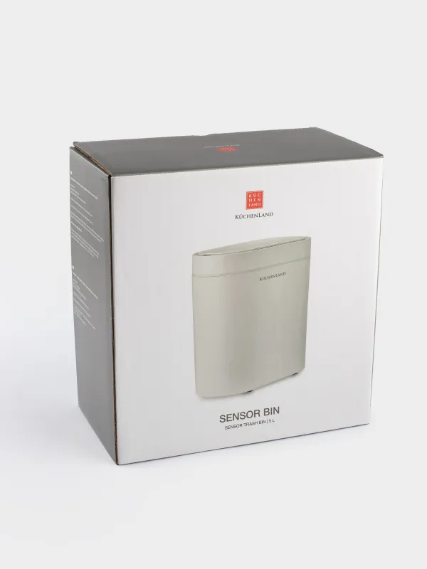 Қоқыс шелегі, 5л, сенсорлық, пластик, сопақша/тар, ақ-сұр, Sensor bin, image-5
