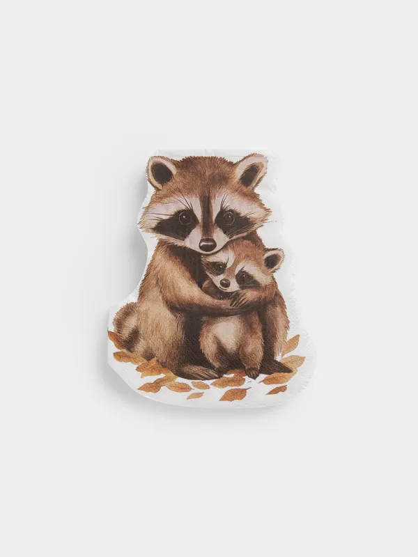 Қағаз майлықтар, 27х33 см, 20 дана, пішінді, ақ, Жанаттар, Raccoon, image-0
