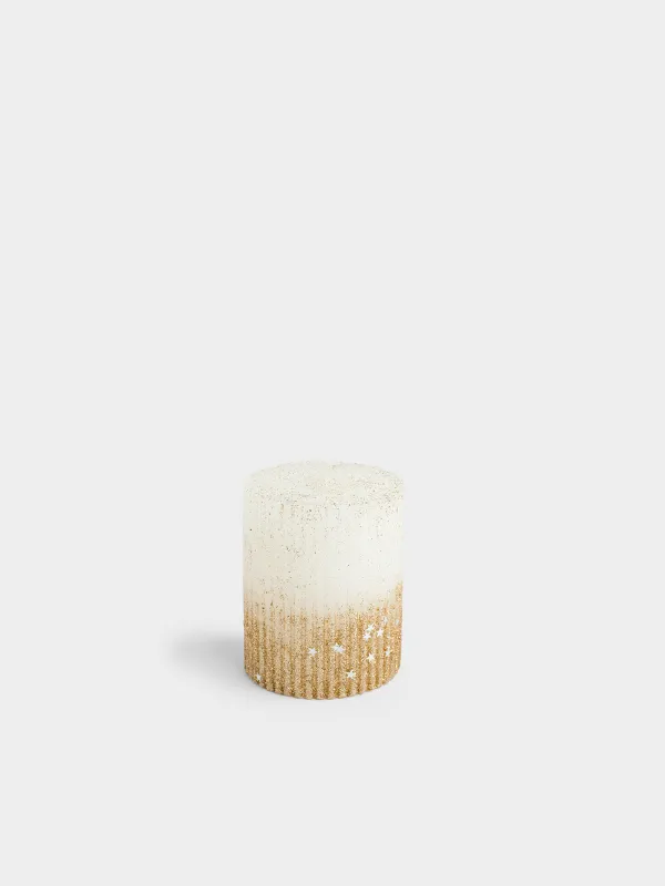 Свеча, 8 см, цилиндрическая, с блестками, Ribbed candle, image-0