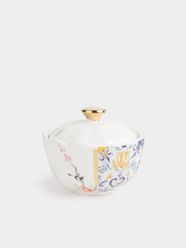 Қант ыдысы, 8 см, 160 мл, фарфор N, ақ және алтын, Кинцуги, Kintsugi, image-0