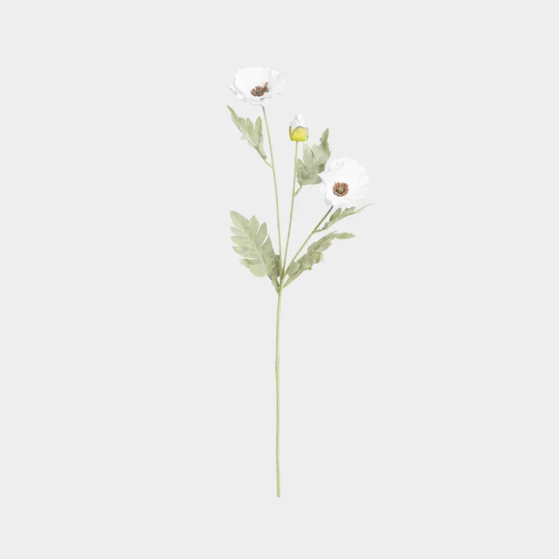 Ветка декоративная, 68 см, Белый мак, Poppy garden