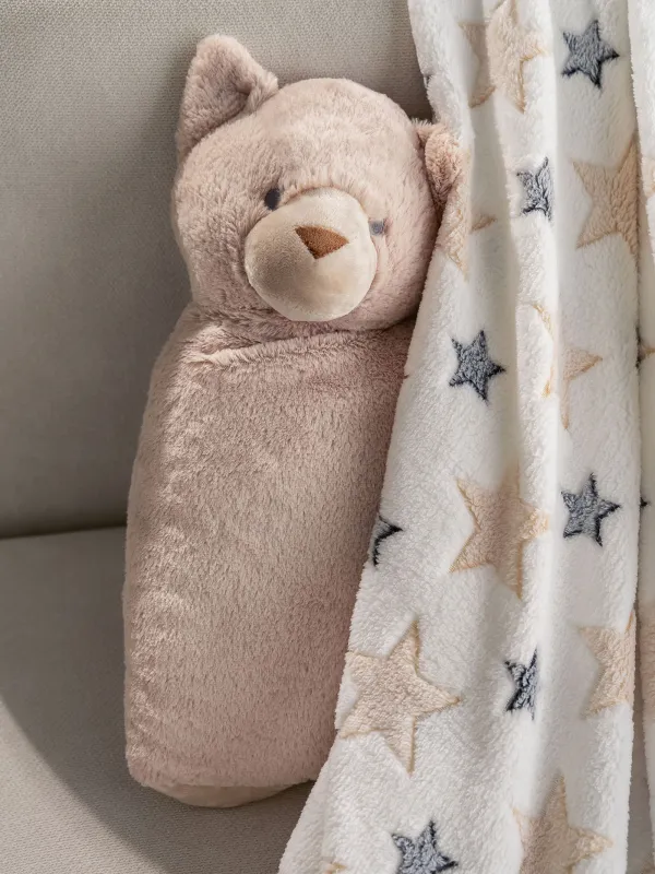 Плед с подушкой, 130х150 см, флис/плюш, бежевый, Кот, Plush animals, image-4