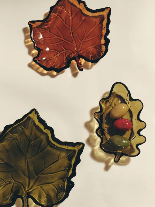 Блюдо, 15х10x3 см, стекло, зеленое, Лист, Leaves, image-7