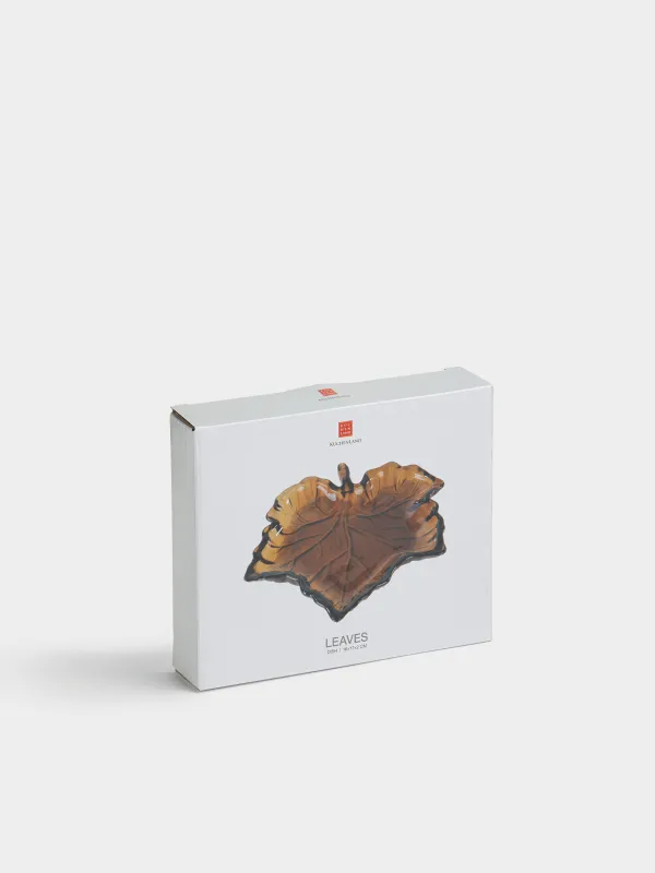 Блюдо, 16х17x2 см, стекло, коричневое, Кленовый лист, Leaves, image-5