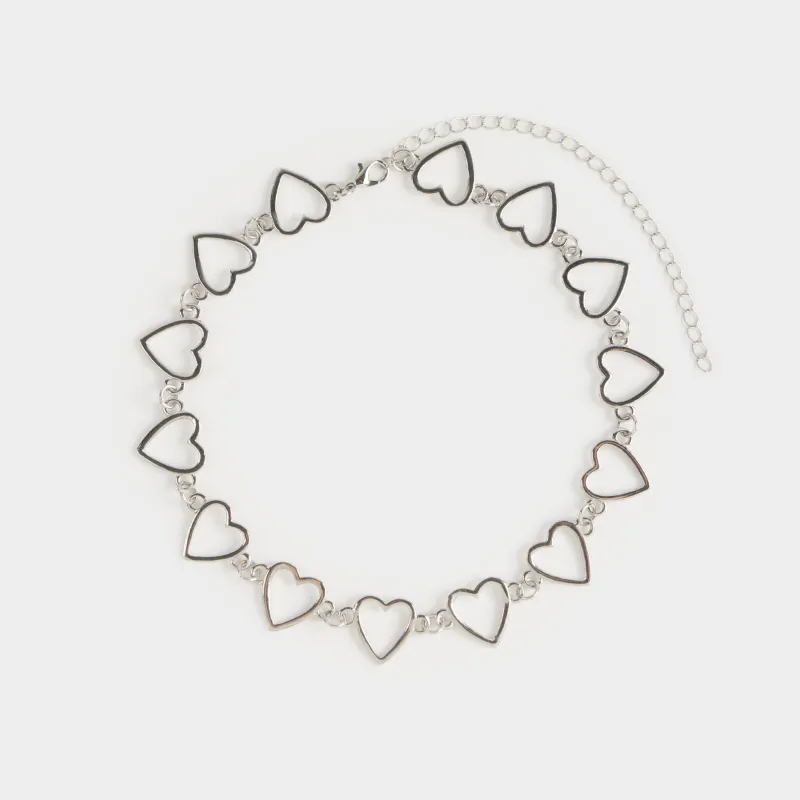 Тізбек, 43 см, металл, күміс, Жүректер, Jewelry heart