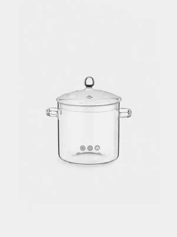 Кәстрөл, 16 см, 2,5 л, қақпағы бар, шыны B, Clear, image-0
