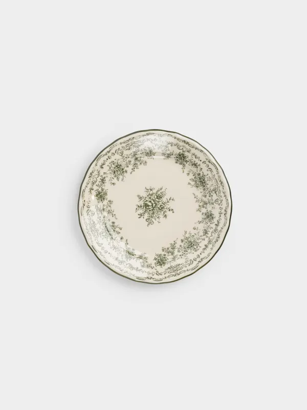 Тіскебасар тәрелкесі, 22 см, фарфор Р, сүт түстес, Жасыл гүлдер, Green lace, image-0