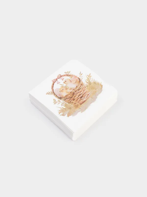 Қағаз майлықтар, 21х21 см, 20 дана, төртбұрышты, ақ, Балапан, Easter, image-1
