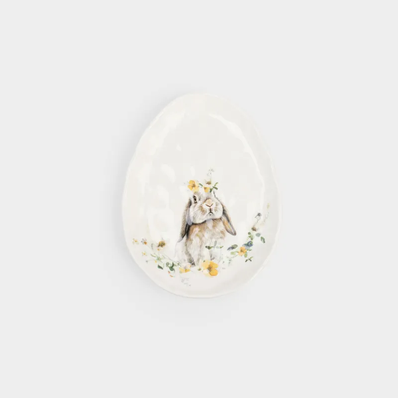 Блюдо, 21х16 см, Яйцо, Кролик с цветами, Natural Easter