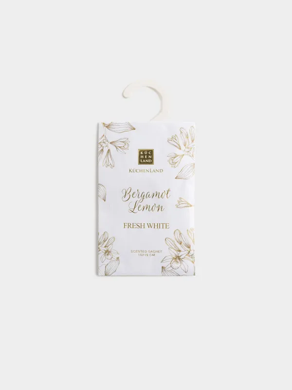 Саше ароматическое, 10х19 см, подвесное, Bergamot Lemon, Fresh white, image-0