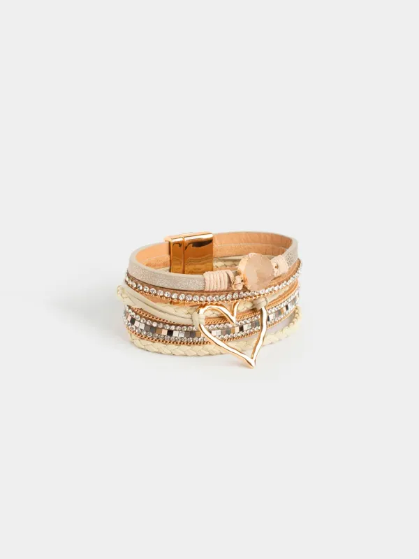 Білезік, 20 см, көп деңгейлі, полиэстер/металл, Jewelry heart, image-1