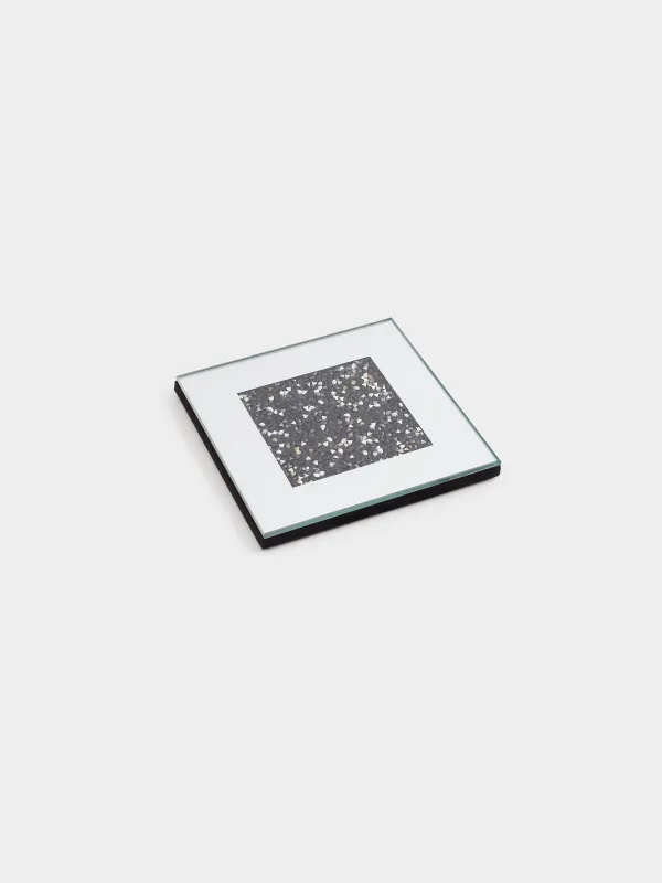 Саптыаяқ тұғыры, 10 см, шыны, шаршы, айна, Қара кристалдар, Glossy crystal, image-1