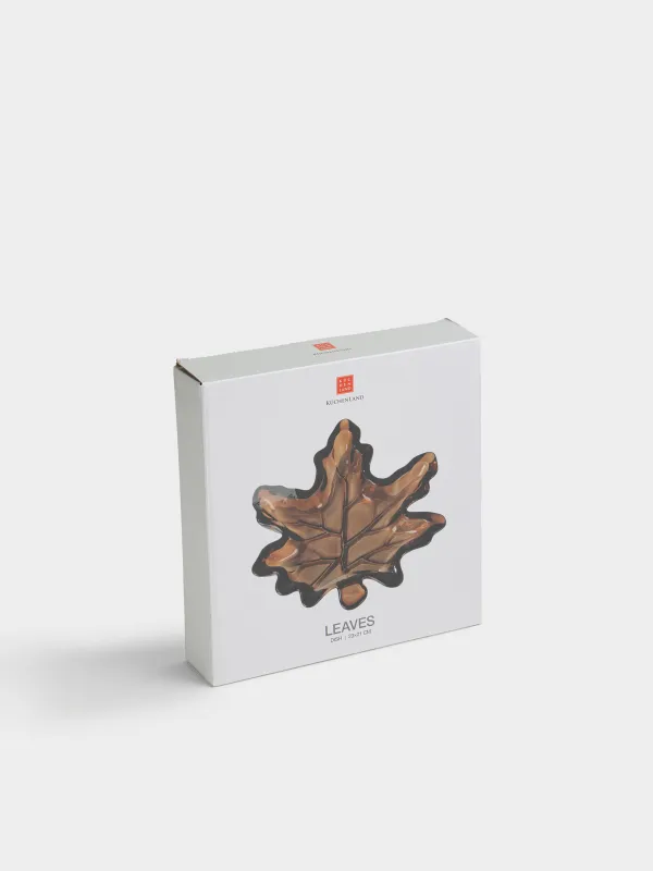 Блюдо, 23х21 см, стекло, коричневое, Кленовый лист, Leaves, image-5
