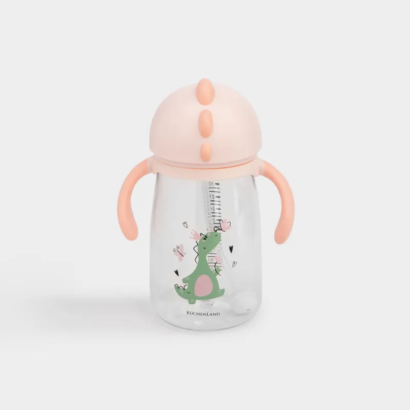 Бутылка-поильник, детская, 360 мл, тритан, розовая, Динозаврик, Dino