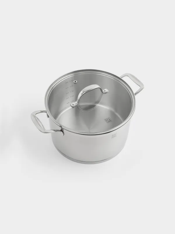 Кәстрөл, 24 см, 6 л, қақпағы бар, Silver Stone, image-1