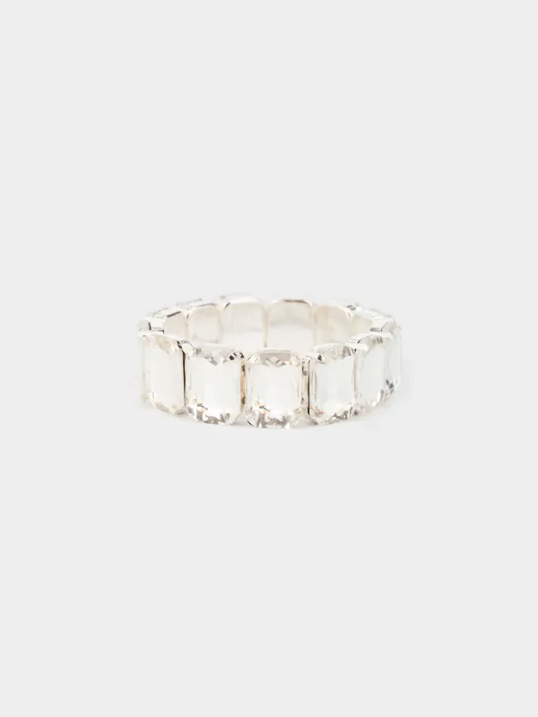 Білезік, 18 см, шыны / металл, күміс, кристалдар, Jewelry crystal, image-0
