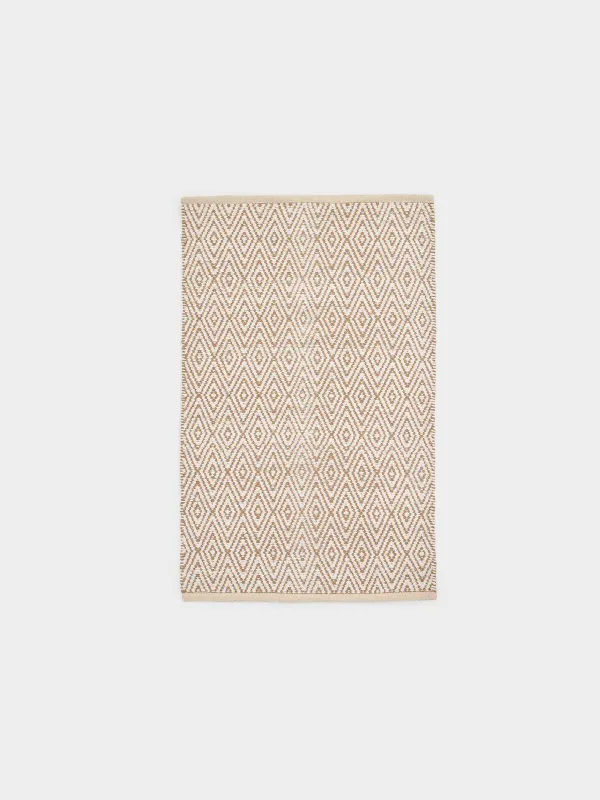 Кілемше, 65x100 см, мақта/люрекс, сарғылт-қоңыр-қоңыр, Люрексі бар ромбылар, Shiny threads, image-0