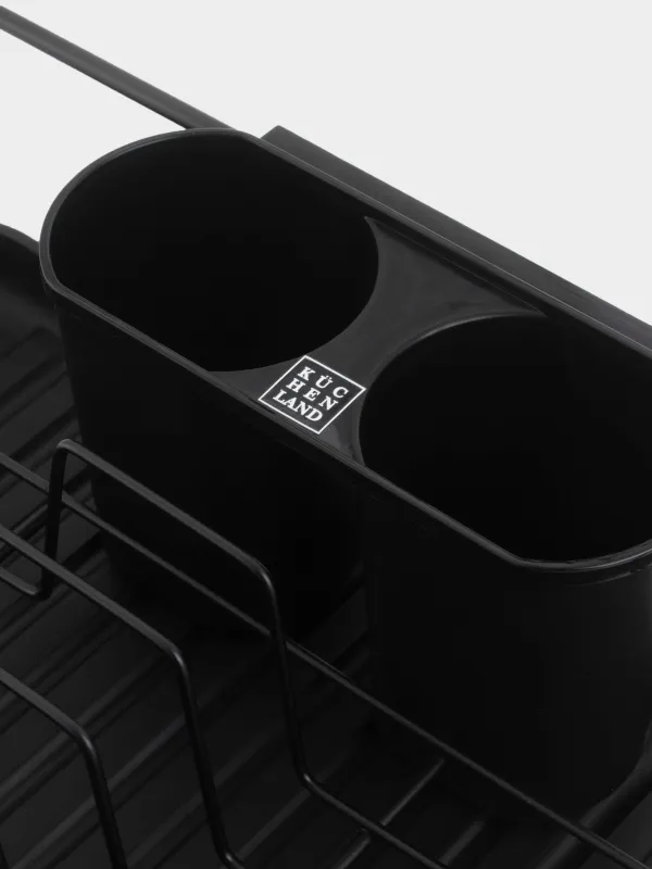 Сушилка для посуды, 42х27 см, с поддоном, пластик/металл, черная, Black style, image-3
