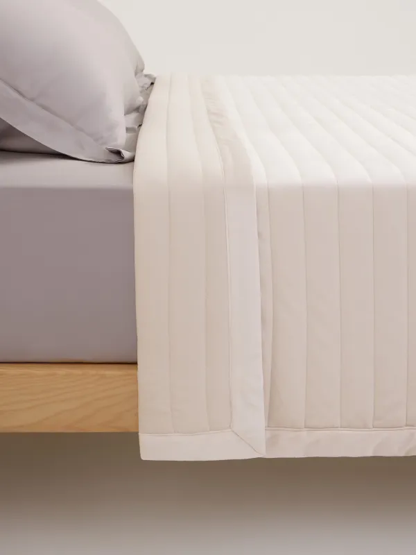 Көрпе, 220х240 см, көрпе, кордюр / микрофибра, бежевый, жолақтар, Stitch velvet, image-1
