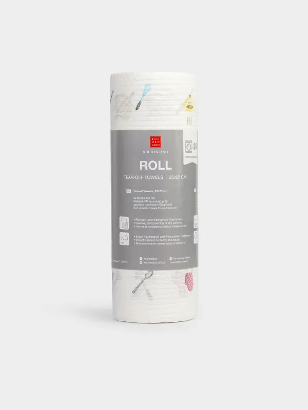 Полотенца рулонные, 25х25 см, 50 шт, целлюлоза, белые, Кухня, Roll, image-3