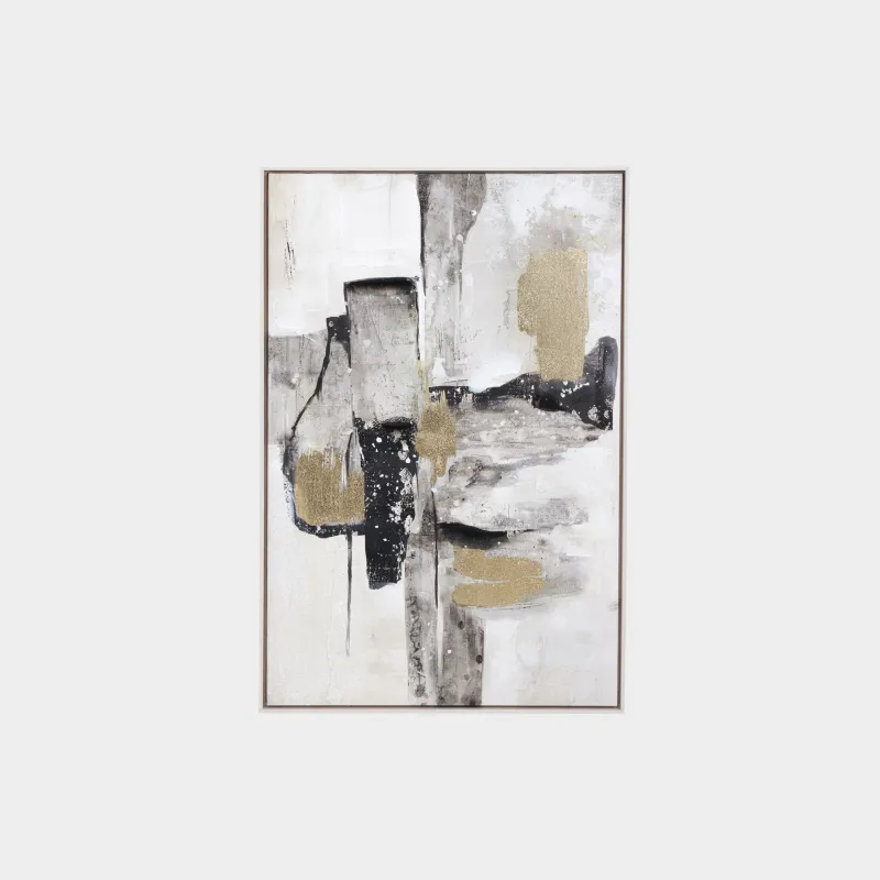 Жақтаудағы сурет, 62х92 см, кенеп, сұр-қара, Сызықтар, Abstract