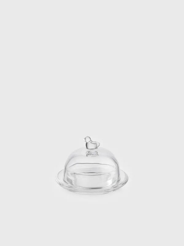 Уылдырық ыдысы, 9 см, қақпағы бар, шыны, құс, Clear, image-0