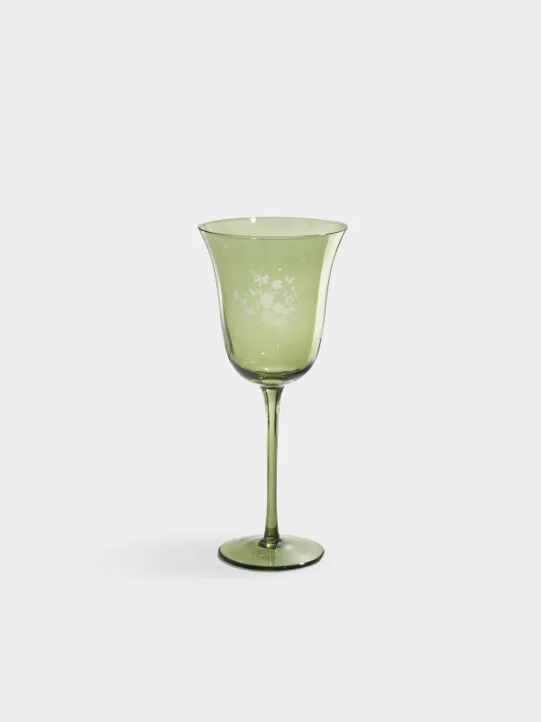 Бокал для вина, 350 мл, стекло, зеленый, Цветы, Lazio flower, image-0