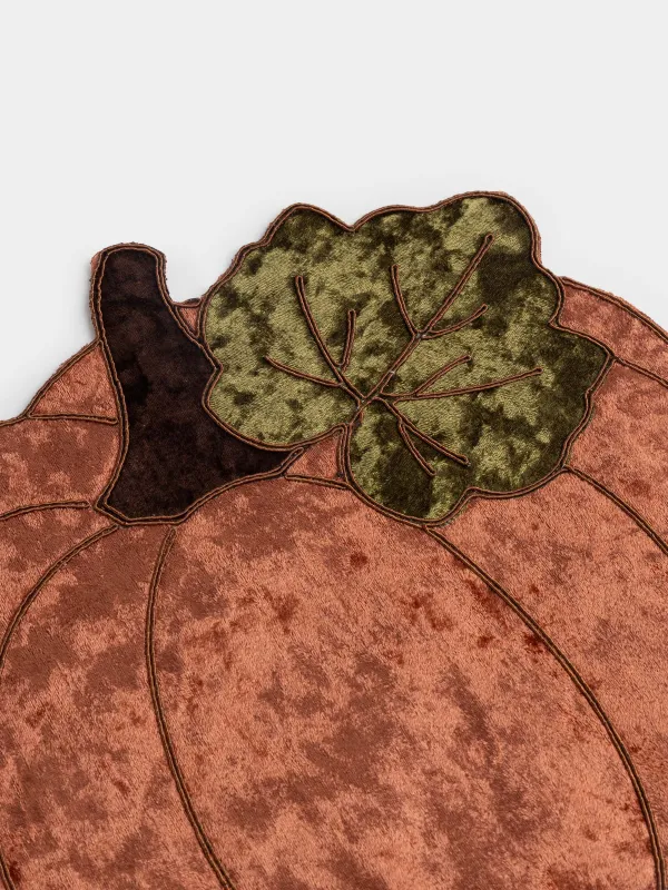 Салфетка под приборы, 37х38 см, бархат, фигурная, оранжевая, Тыква, Velvet form, image-3