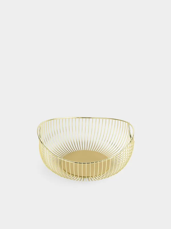 Жеміс себеті, 28 см, тұтқалары бар, металл, алтын, Twist gold, image-1