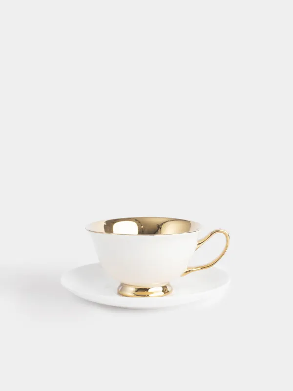 Шай жұбы, 220 мл, 1 адам, 2 зат, фарфор N, алтын-сүт түстес, Elegant gold, image-0