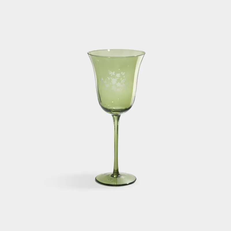 Шарап бокалы, 350 мл, шыны, жасыл, Гүлдер, Lazio flower