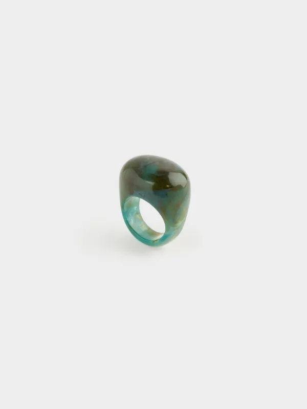 Сақина, 2 см, бірыңғай өлшем, шайыр, жасыл, Mineral, image-2