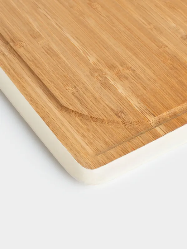 у тақтасы, 38x28 см, бамбук, тікбұрышты, сүт түсті жиек, Bamboo, image-2