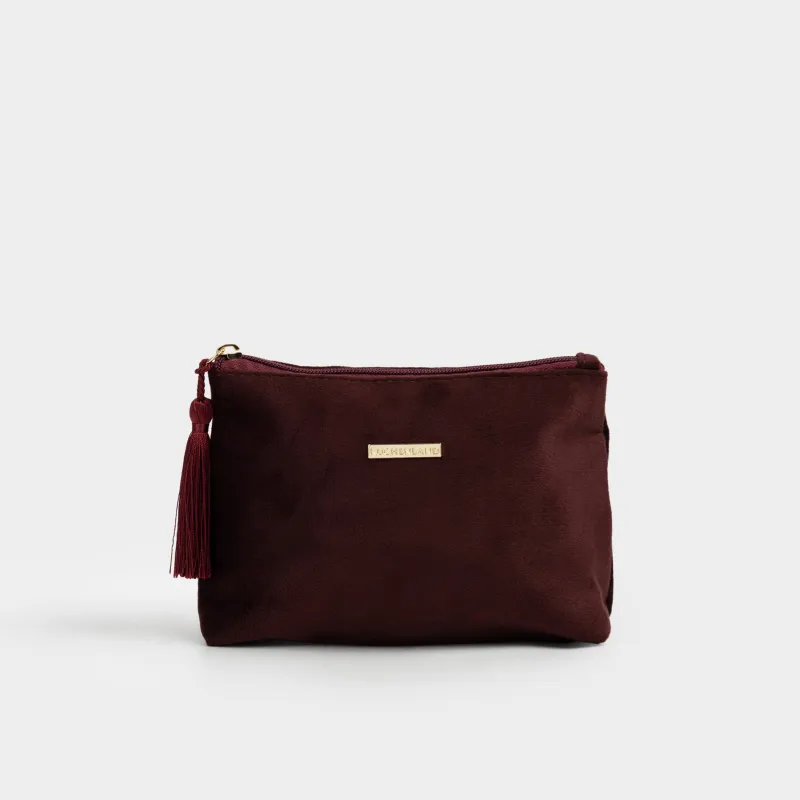 Косметичка, с кисточкой, бордовая, Velvety