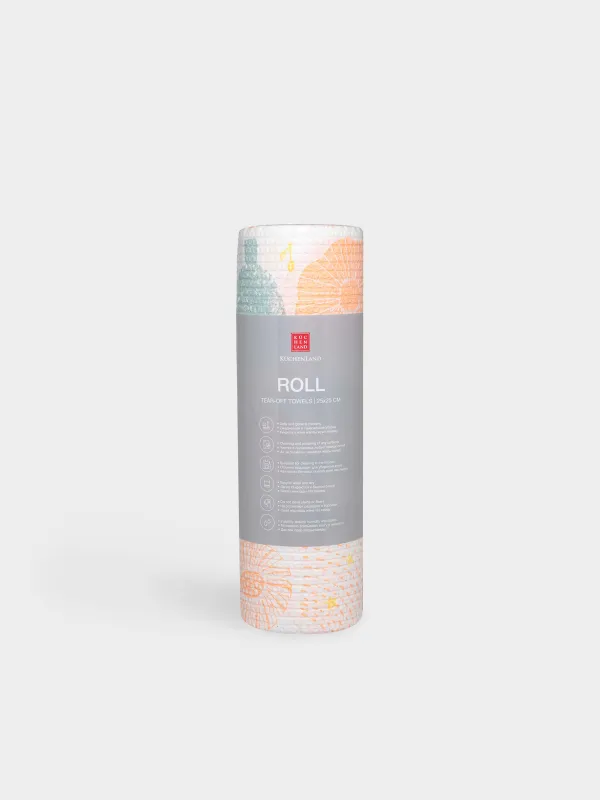 Полотенца рулонные, 25х25 см, 50 шт, целлюлоза, белые, Цветы, Roll, image-0
