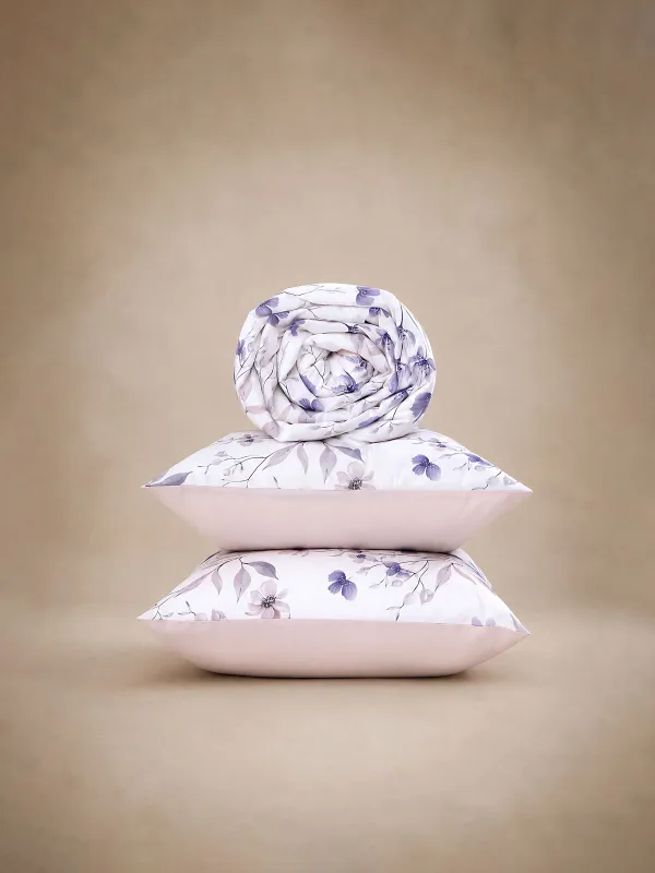 Постельное белье, евро, сатин, Лиловые цветы, Satin, image-4