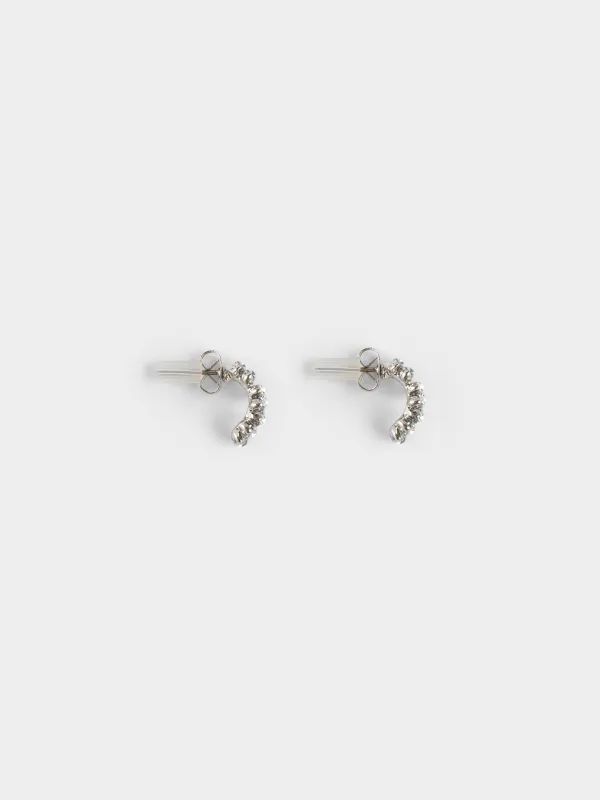 Пуссет сырғалары, 1 см, 2 дана, металл/акрил, күміс, Кристалдар, Jewelry crystal, image-2